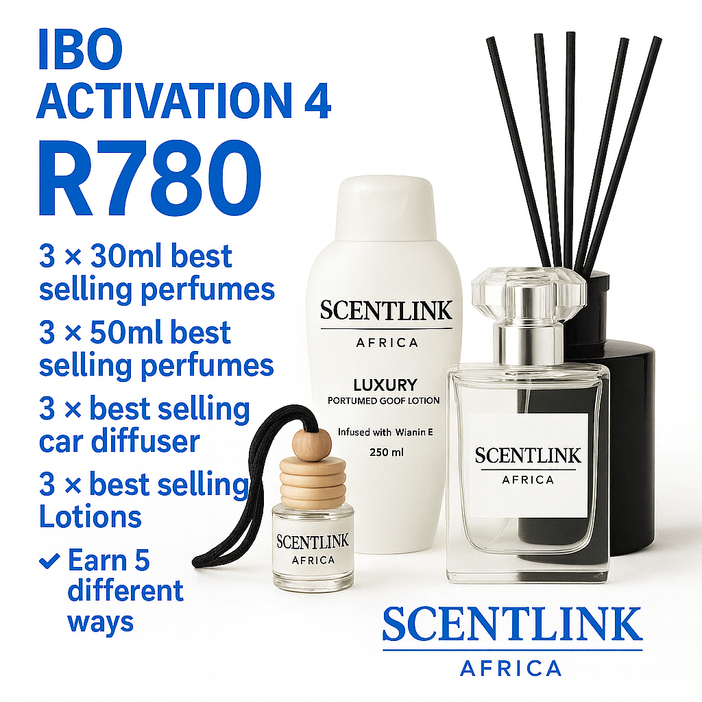 IBO (reseller) ACTIVATION PACK - 3 X 30ML, 3 X50ML , 3 X CAR DIFFUSERS, 3 x Lotions
